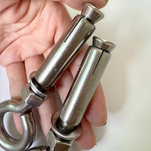 Image of Stainless Steel Expansion Screws, 2 Pack M10 Heavy Duty Shoulder Lag Eyebolts Lifting Ring Bolt Wall Anchors with Nut for Wall Ceiling Concrete Masonry