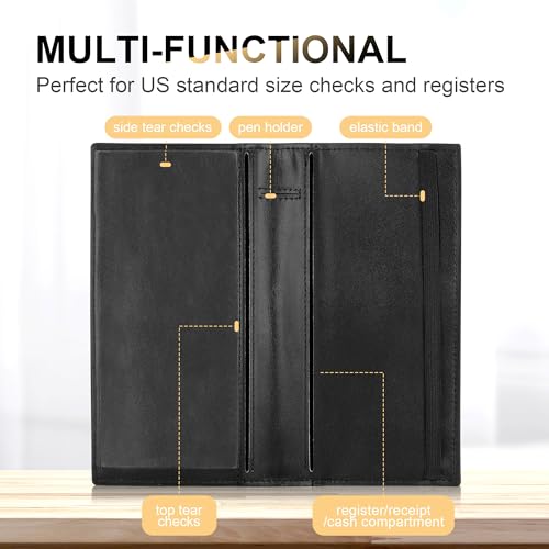 Image of CASMONAL Checkbook Covers for Personal Checkbook Holder RFID Premium Vegan Leather Checkbook Cover for Duplicate Checks