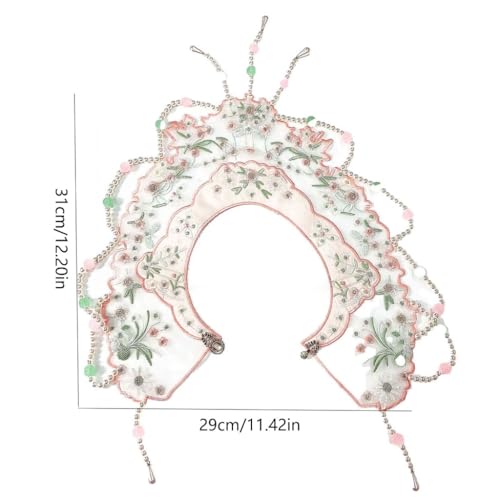 Girls Vintage Dress Detachable False Collar Pearl Beaded Yunjian Shawl Scarf Chinese Embroidery Flower Boleros2