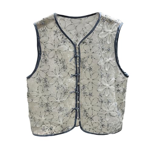 Gilet d'été en maille pour femme style national chinois jacquard