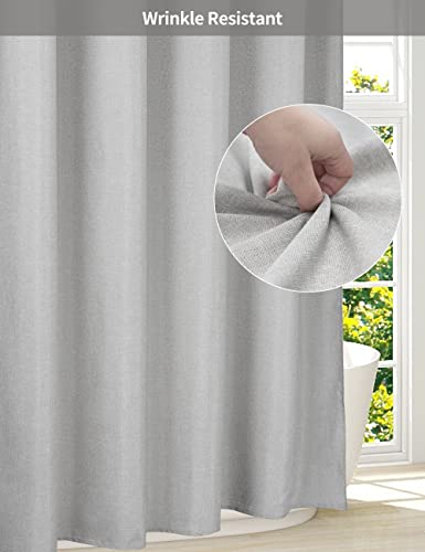 Godimerhea Grey Shower Curtain For Bathroom Linen Textured Fabric Neutral Solid Heavy Duty Thick Cloth Hotel Luxury Bathtub Curtain Set Standard Size - 72×72 Inches #TOP3