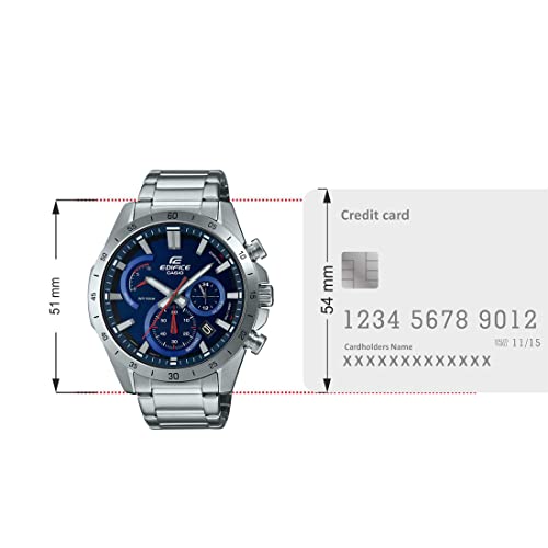 Casio Edifice EFR-573D-2AVUDF Blue Analog Dial Silver Stainless Steel Band Men's Watch Chronograph 100M Water Resistant EX541 - Image 6