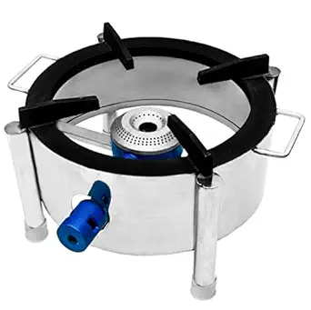 CAY Stainless Steel Single Burner 10 * 10 * 8 Inch. Round Gas Stove for Restaurant, Hotel, Canteen, Industrial & Commercial Use with All Accessories