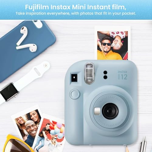 Fujifilm Câmera instantânea Instant Mini 12 + pacote de acessórios BluebirdSales e capa personalizad