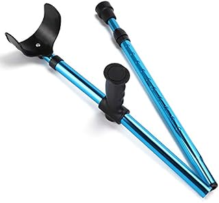 Forearm Crutches Adult, Portable Folding Walking Cane, Adjustable Telescopic Underarm Cane Crutch for Seniors Disabled Elderly (Pack of 1/Blue)