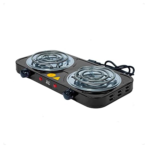 Fogão Cooktop Elétrico Fogareiro 2 Bocas 2.500 Watts (Preto 110V)