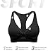 Sports Bras for Women Push Up Medium Impact Racerback Workout Yoga Bra Womens Deep V Padded Sports Bra with Support Gym Tops Black Sports Bra, Black, S