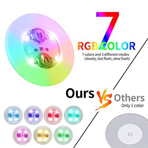 LOGUIDE LED Coaster Discs,12 Pack Light Up Coasters,7Colors RGB LED Bottle Lights,Bottle Glorifier, LED Sticker Coaster Discs Light Up for Drinks, Flashing Shotb Light (Multicolor)