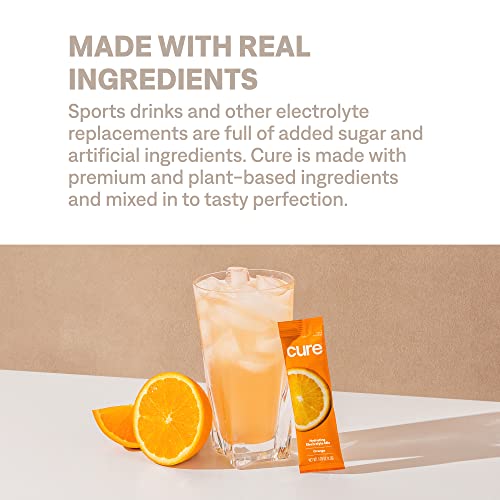 Cure Hydrating Electrolyte Mix | Powder For Dehydration Relief | Fsa & Hsa Eligible | Made With Coconut Water | No Added Sugar | Vegan | Paleo Friendly | Box Of 8 Packets - Orange #TOP4