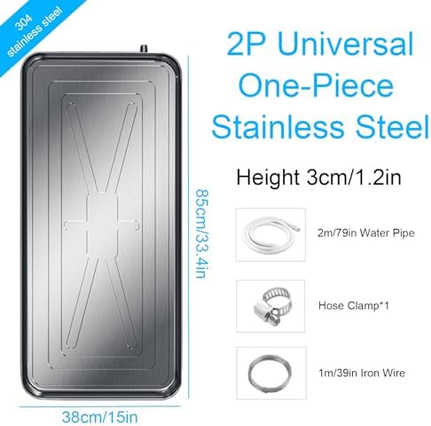 Stainless Steel Drip Pan for Portable Air Conditioners, Outdoor Split Unit Condensate Drain Tray (39.3" x 18.5" x 1.2"), Durable Metal Drip Tray, Essential AC Accessory