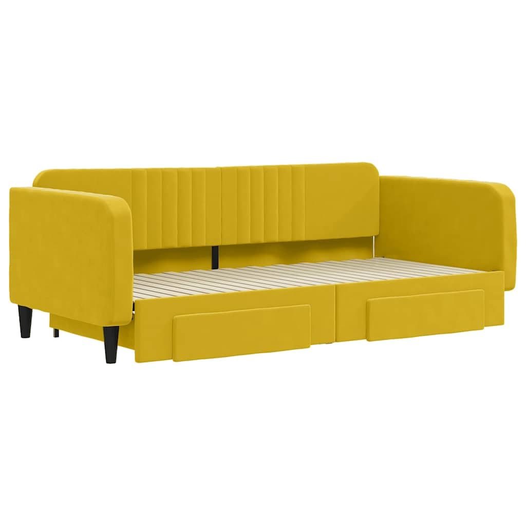 Sofa 2 w 1 z łóżkiem gniazdowym i szufladami, rozkładana dwuosobowa sofa z schowkiem, aksamitna tapicerka, drewniana i metalowa rama do salonu