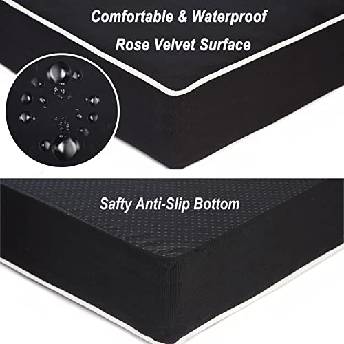 Dog Bed Mats For Large Big Dogs - Orthopedic Dog Pet Bed Thick Egg Foam Crate, Removable Washable Cover, Non-Slip Bottom Durable Dog Crate Bed Mat (Black, Xxl(47''X29''X4'')) #TOP3