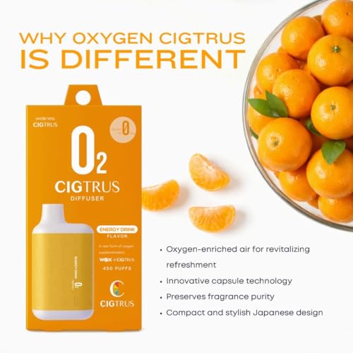 O₂ Cigtrus Oxygen Inhaler | Nicotine & Tar Free Portable Oxygen Diffuser | Quit Smoking Support & Healthy Lungs - Improving Breathing and Oral Air Freshening (Energy Drink) - Thumbnail 6