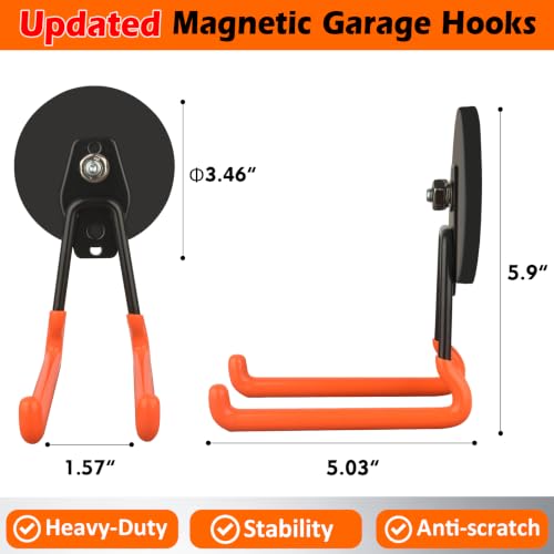 MUTUACTOR Updated Large Magnetic Garage Hook,Φ3.46” 2PCS Heavy Duty Storage Magnetic Hooks,40lbs Super Strong Magnetic Garage Hooks for Hanging Drill Drivers Garden Hose Holder Tool Box Shovel Rack - Image 5