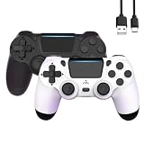 MOVONE Dual Vibration Game Joystick for Ps4/Slim/Pro,Compatible with PlayStation4 Console (1*white+1*black)