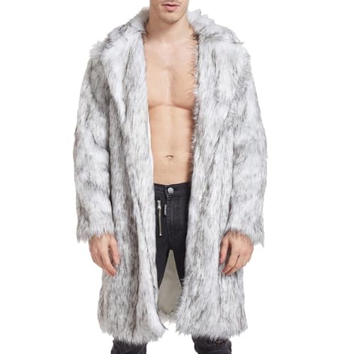 ZONEWD Pelzmantel Herren Ken Kostü Kunstpelz Jacke Winter Teddys Felljacke Mens Faux Fur Coat Ken Outfits