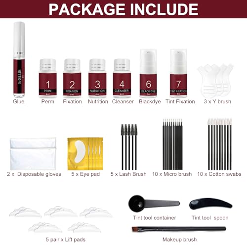 NAOLVE Kit de elevação de cílios 4 em 1, kit de permanente de cílios, kit de laminação de sobrancelh