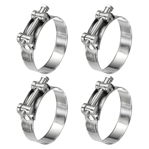 Kozelo 4Pcs 304 Stainless Steel T-Bolt Hose Clamp, Adjustable OD Range 2.7" to 2.9" (68-73mm) Heavy Duty Pipe Strap Clamp, Metal Fuel Line Clamping for Automotive, Plumbing, Industrial