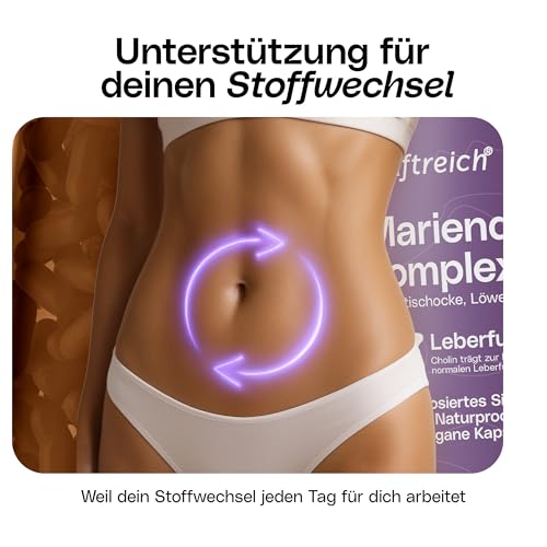 Leber Komplex – mit Mariendistel (80% Silymarin), Artischocke, Löwenzahn & Cholin – 240 Kapseln – hochdosiert, ohne Zusätze, im Apothekerglas, laborgeprüft, in Deutschland produziert – kraftreich®