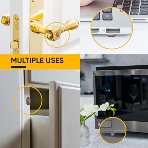 Vellax Cabinet Door Bumpers 128 Pcs - 1/2” Diameter Brown Self Adhesive Pads, Cabinet Stoppers, Rubber Bumpers for Drawers, Cupboards, Cutting Boards, Glass Tops, Picture Frames, Kitchen Furniture