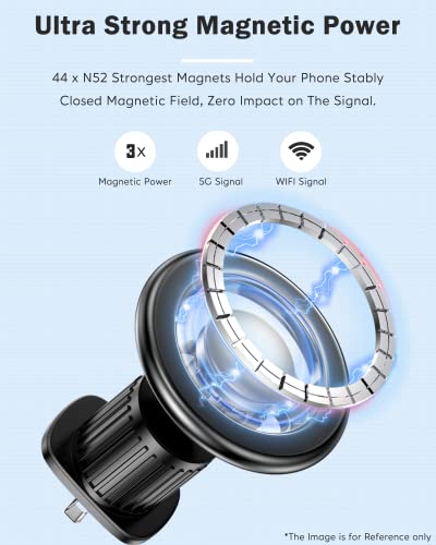 Eiosun For Magsafe Car Mount, For Magsafe 3 Car Mount With 2 Bases For All Vehicles, [44 Strong Magnets], For Magsafe Phone Holder For Car, Magesafe Mount Car For Iphone 14/13/12 #TOP3