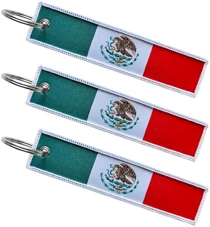 Paquete de 3 llaveros con bandera de México y bandera brasileña con llavero, llaves, coches, motocicletas, mochilas, equipaje y regalos, EDC