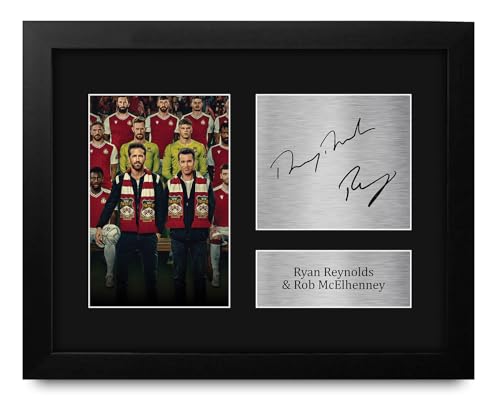 HWC Trading Ryan Reynolds & Rob McElhenny Wrexham Framed Gifts Printed Signed Autograph Picture for Soccer Fans and Supporters - US Letter Size