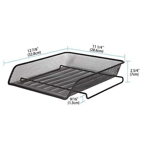 DESIGNA Stackable Metal Mesh Desk Trays 2 Tier Paper Tray File Document Letter Tray Desk Organizer Desktop Tray Rack for Home Office School Stacking Supports - Black