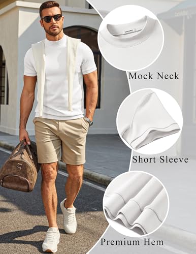 COOFANDY Mens Short Sleeve Turtleneck Sweater Slim Fit Business Sweater | Silky-Soft Fabric,Short Sleeve Mock Neck,Slim Fit Basic Top,Blazer-Ready Layering,Business Casual Style,Fashion,Stylish - image 3