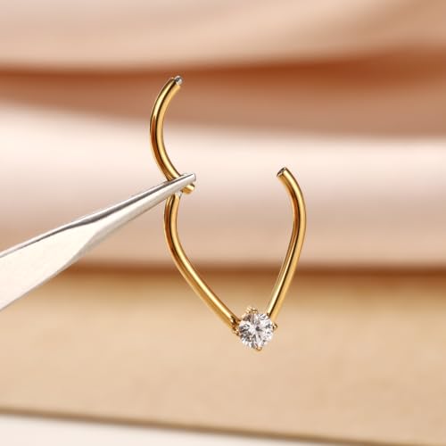 PEAKLINK 16G Teardrop Septum Ring Gold Septum Jewelry Daith Earring 10mm by PEAKLINK - Used condition - Image 4