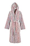 Playce Bademantel für Herren und Damen aus Frottee mit Kapuze, Bademantel aus weichem Schaumstoff, 100 % Baumwolle, 500 g/m², italienisches Design, bunte Muster, Weiß, L