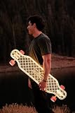 GHOST BOARDS Custom Longboard - Clear Long Boards with LED Wheels and Remote Control for Night Riding - Acrylic Skateboard Delivers Style, Stability, and Smooth Performance - 40' - Ghost Waffle