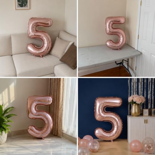 Image of Rozi Decoration Foil 16? Inch Rose Gold 5 Number Balloon For Birthday Decorations | 5Th Anniversary Decoration Items | 5 Balloon Number For Birthday Parties Pack Of 1 Pcs