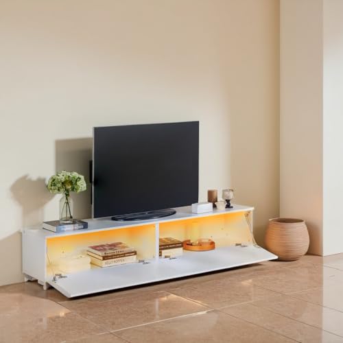 Xisilla Weißer TV-Bänke mit Doppeltürschrank mit großem Fassungsvermögen TV-Schrank lowboard