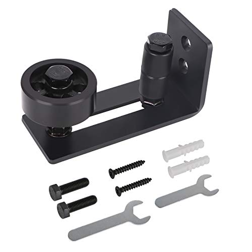 Sliding Barn Door Floor Guide, Dedoot Heavy Duty Carbon Steel Floor Guide with Bottom Adjustable Roller, 8 Setup Options, Flush to Floor, Easy to Install, Black