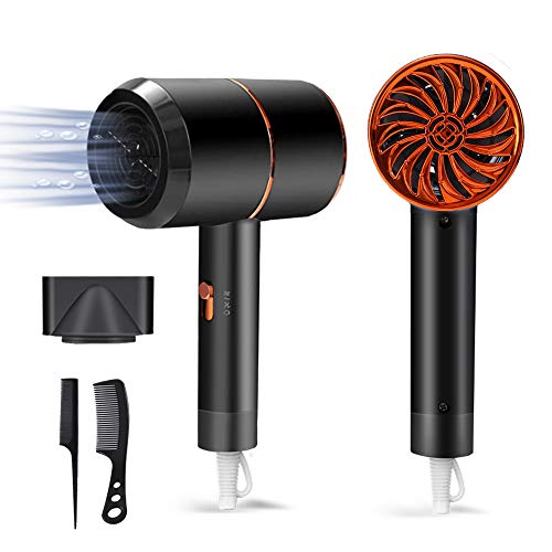 Ionic Hair Dryer, 1800W Professional Blow Dryer (with Powerful AC Motor), Negative Ion Technolog, 3 Heating/2 Speed/Cold Settings, Contain 2 Comb and 1 Nozzles , for Home Salon Travel Pregnant Kid