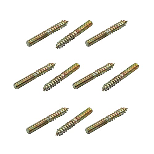 Image of M4x30mm Zinc Plated Carbon Steel Double Headed Hanger Bolts 1.18 inch Length Self Tapping Screw for Furniture Installation Bronze Tone 20Pcs