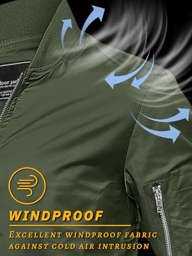 TACVASEN Men's Bomber Jacket Lightweight Casual Spring Fall Windbreaker Zip Up Coat with Pocket - Image 4