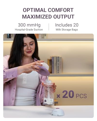 comfyer Heated Breast Pump Hands Free, Industry-Leading Heating Tech, Innovative Magnetic Charging Base, App Discreet Control, 20pcs Breastmilk Storage Bags Included, Hospital-Grade Suction, 2 Pack - Image 3