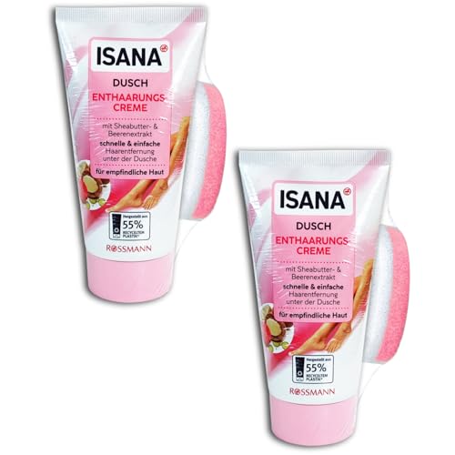2 x 150 ml ISANA crema depilatoria de ducha con esponja