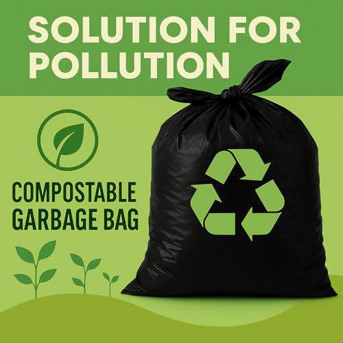 Image of ZIPOUCH 100% Compostable Garbage Bags, Small 43 x 50 cm, 75 Bags, Black, Leak-proof, Odourless Pack of 5