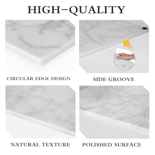 PracFit Italian Carrara White Marble Cutting Board for Kitchen 12×16 in – Stone Cutting Board, Pastry Board for Baking, Cheese & Charcuterie, Granite-Like Durable and Elegant Food Preparation by Pracfit - Image 3