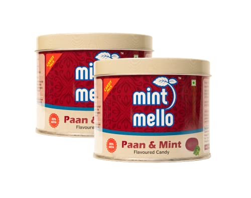 Image of CandyVille Mint Mello Paan Mint Candy Tin (680 Grams - Pack Of 2) | Mild Mint | Paan Flavoured With Menthol Drops | Pan Candy