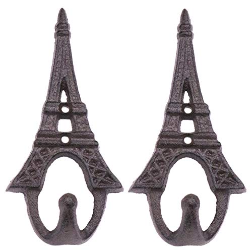 2-Pack-Metal-Double-Hook-Cast-Iron-Bar-Decoration-Retro-Creative-Wall-Hanging-Eiffel-Tower-851835cm 2 Pack Metal Double Hook Cast Iron Bar Decoration Retro Creative Wall Hanging Eiffel Tower 851835cm