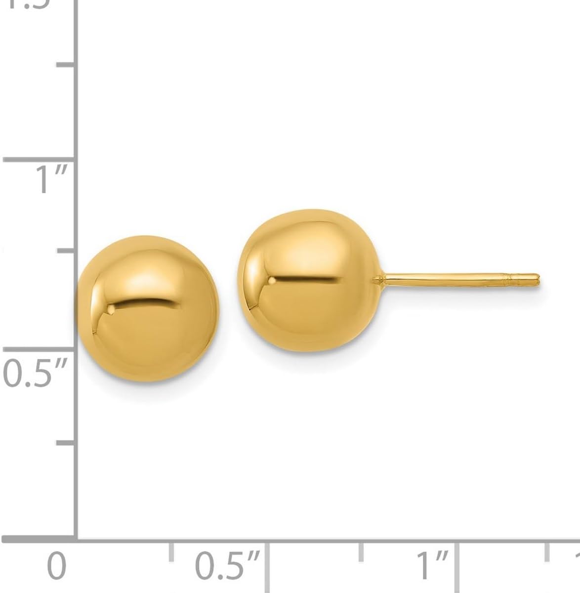 14k Solid Yellow Gold 10mm Ball Post Earrings 10mm Wide Ball Earring for Women