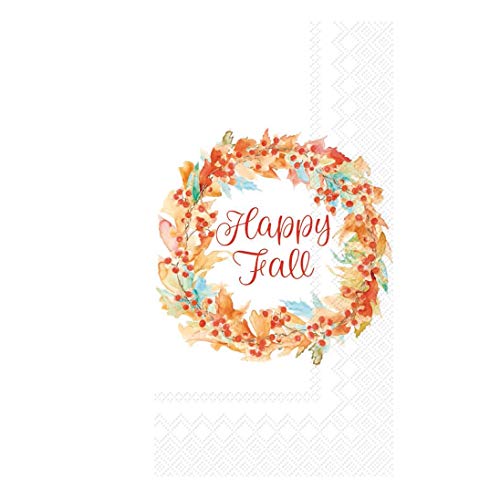 Boston International Hand Towels Paper Guest Towels Disposable Fall Decorations Fall Decor, Decorative Fingertip Towels 'Happy Fall' Pak 32