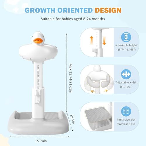 Image of Baby Bath Tub with Stand, Baby Hug Bath Tower for Standing Up Themselves, 0-48 Months Adjustable Size Toddler Shower Stand Support, Durable Baby Bath Aid, Free Mother Hands