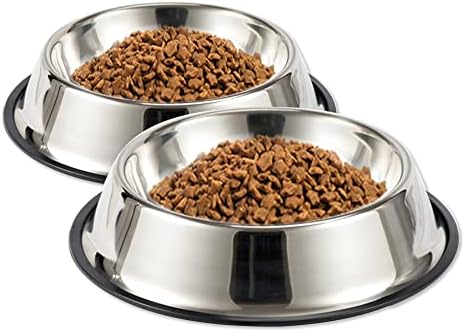 WEDAWN Steel Dog Bowls,Dog Dishes 8oz 12oz 18oz 28oz 48oz, Cat Bowl Water and Food with Rubber Base for Small/Medium/Large Dogs, Cats, Puppy Rabbit and Kitten (1.5 Cup/12 oz, Silver/2Pack)