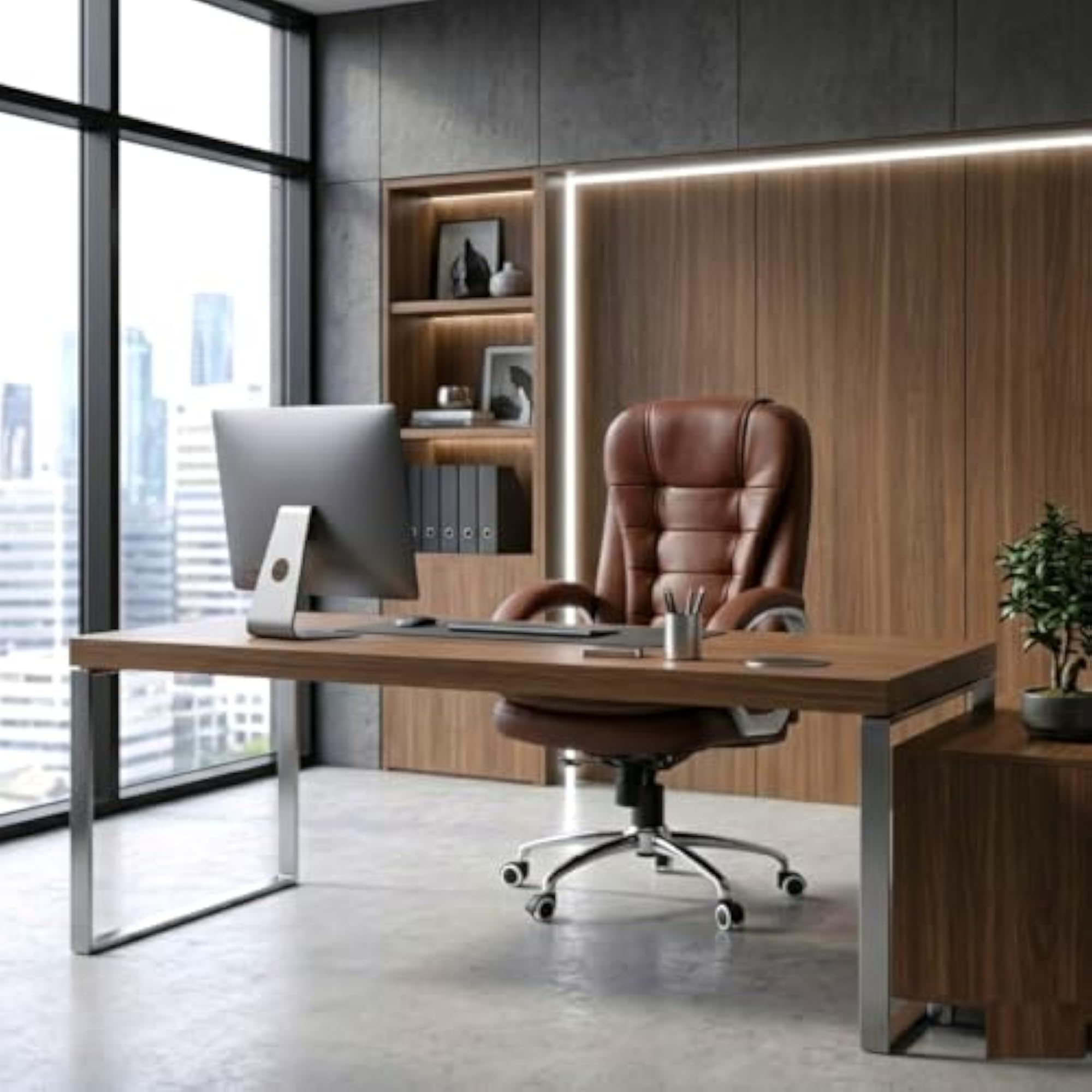 Leatherette Office Chair with Cushioned Arms & Seat