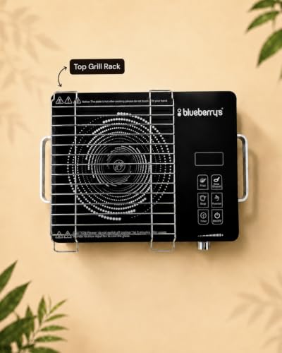 Image of Blueberry's Infrared Induction Cooktop - 2000W, Temperature Control, Touch Panel, High Energy Efficient, Strong Handle, Compatible with all Cookwares -Royal Black